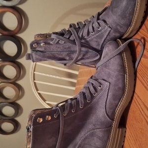 Grey Suede Combat-style boots, size 8.  Francesca's.